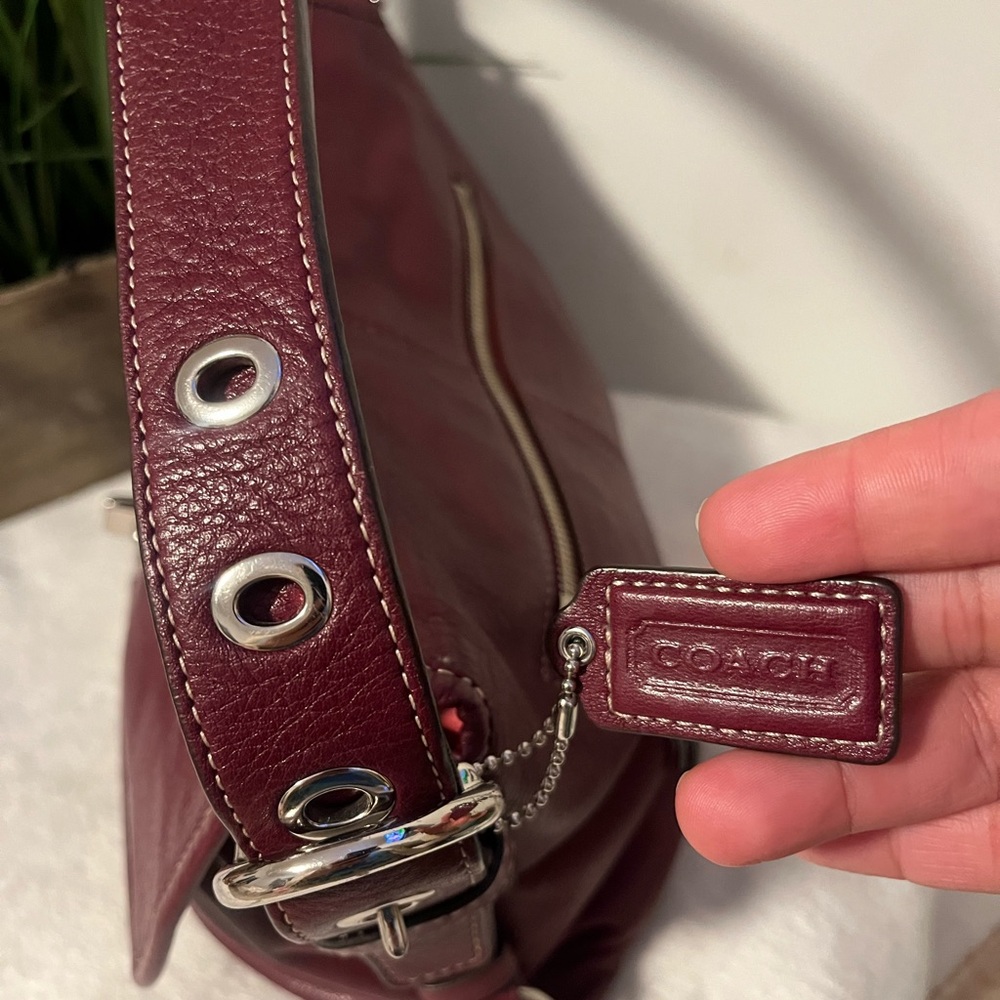 Coach Maroon Leather Shoulder Bag - Picture 7 of 12